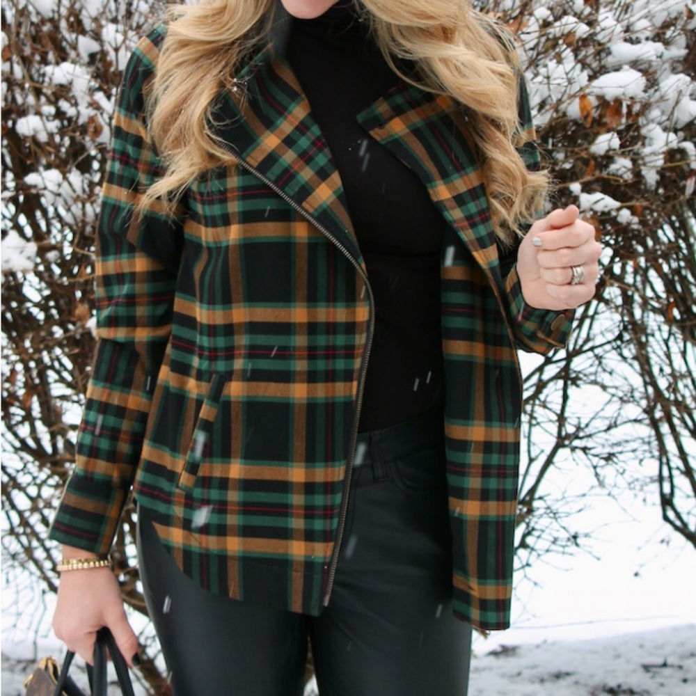 CABI Chic Moto Plaid Women's Jacket - Multicolor